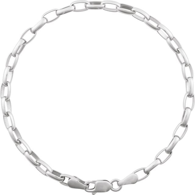 Sterling Silver 3.9 mm Puffed Oval Cable 7" Chain