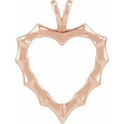 14K Rose Bamboo Heart Pendant