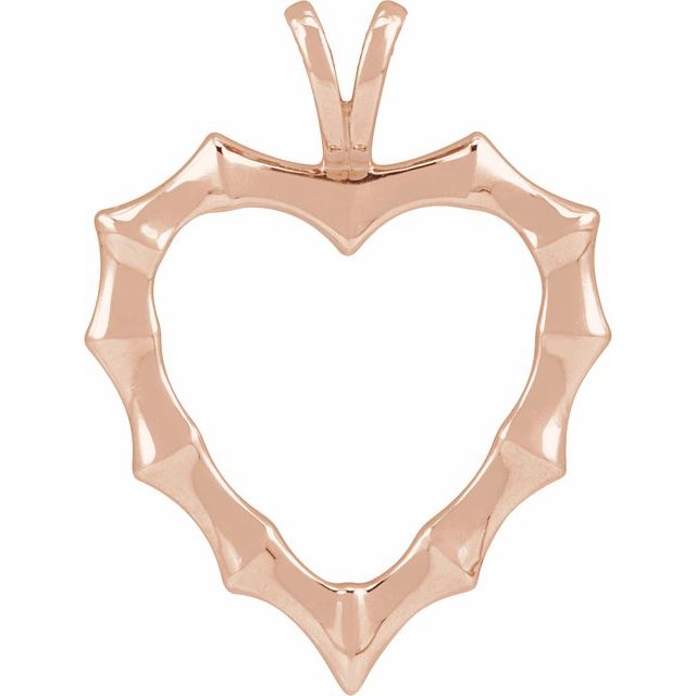 14K Rose Bamboo Heart Pendant