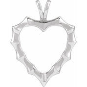 14K White Bamboo Heart Pendant