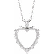 14K White Bamboo Heart 16-18" Necklace