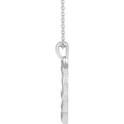 14K White Bamboo Heart 16-18" Necklace