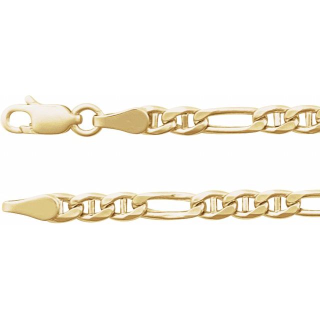 14K Yellow 3.95 mm Hollow Anchor 8" Chain