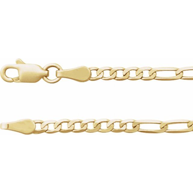 14K Yellow 2.5 mm Figaro 16" Chain
