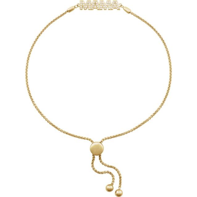 14K Yellow 1/10 CTW Natural Diamond Mama Bolo 9 1/2" Bracelet