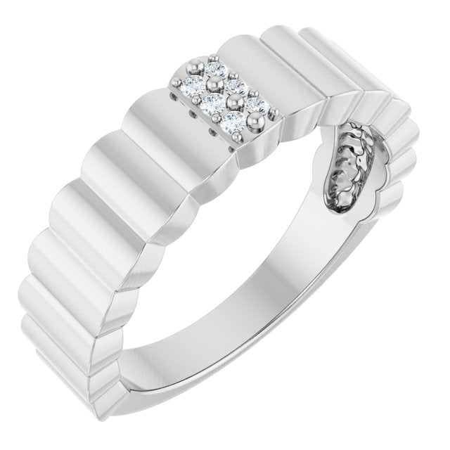 Platinum .04 CTW Natural Diamond Cigar Ring