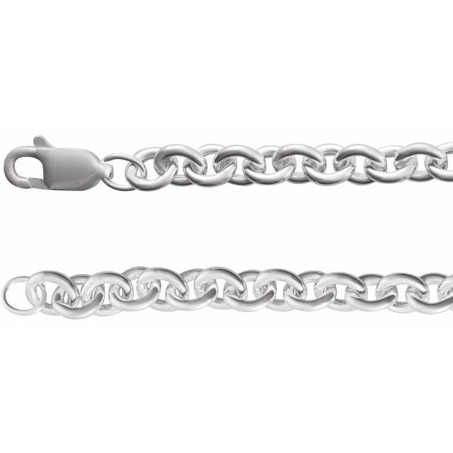 Sterling Silver 4.4 mm Cable 7" Chain
