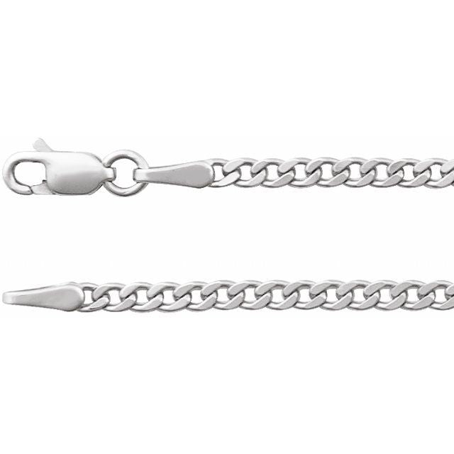 14K White Gold 2.35 mm Curb Chain - 24" - CH1237:107:P