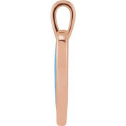 14K Rose Light Turquoise Enamel Heart Pendant