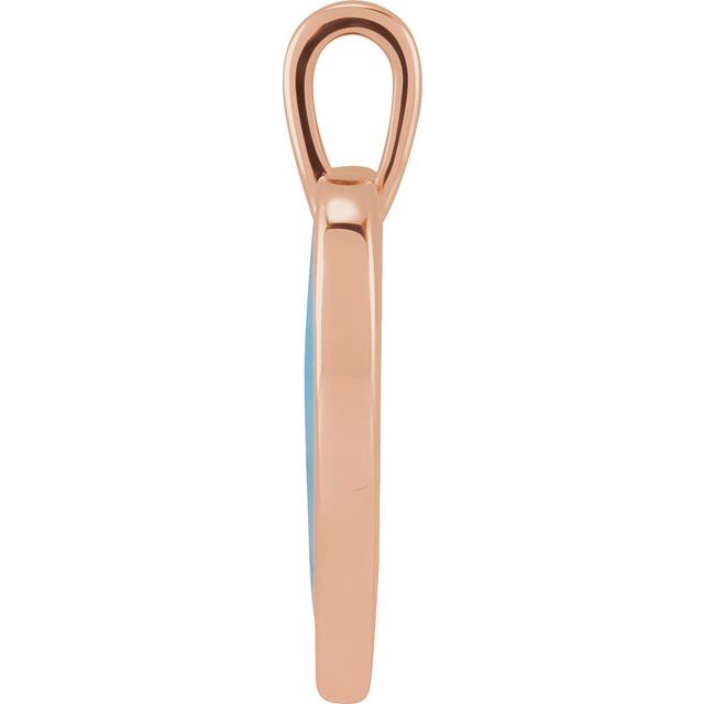 14K Rose Light Turquoise Enamel Heart Pendant