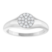 14K White 1/8 CTW Natural Diamond Pave Signet Ring