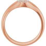 14K Rose 1/8 CTW Natural Diamond Pave Signet Ring