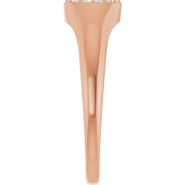 14K Rose 1/8 CTW Natural Diamond Pave Signet Ring