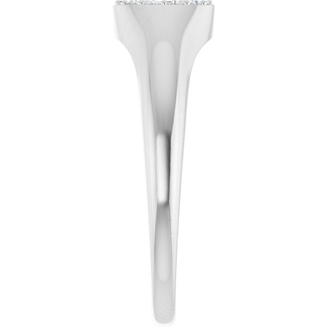 14K White 1/8 CTW Natural Diamond Pave Signet Ring