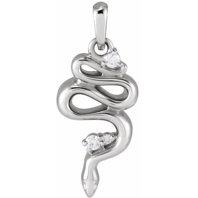 Sterling Silver .03 CTW Natural Diamond Serpent Pendant
