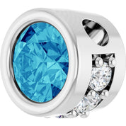 14K White Natural Blue Zircon & .07 CTW Natural Diamond Pendant