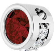 14K White Natural Mozambique Garnet & .07 CTW Natural Diamond Pendant