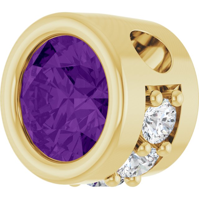 14K Yellow Natural Amethyst & .07 CTW Natural Diamond Pendant