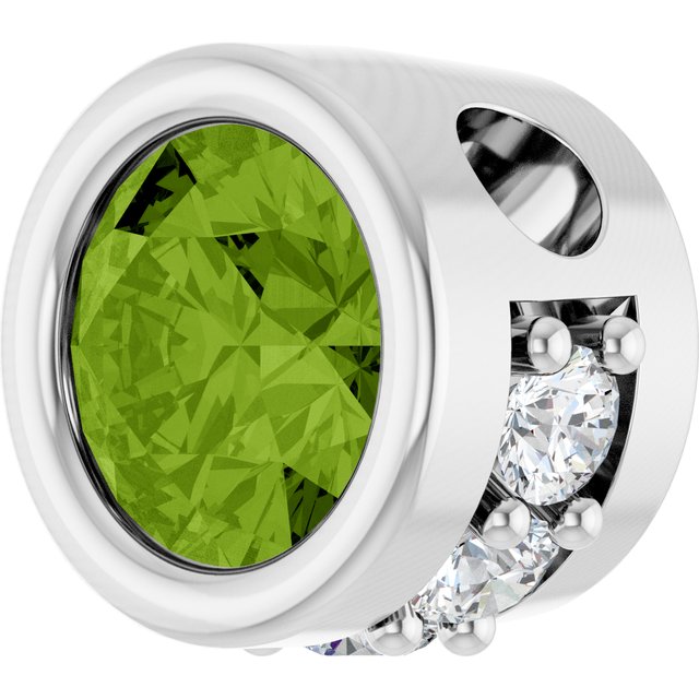 Sterling Silver Natural Peridot & .07 CTW Natural Diamond Pendant