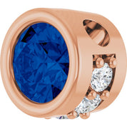 14K Rose Lab-Grown Blue Sapphire & .07 CTW Natural Diamond Pendant