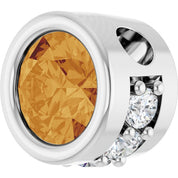 14K White Natural Citrine & .07 CTW Natural Diamond Pendant