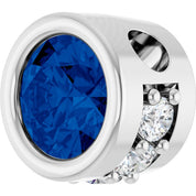 Sterling Silver Lab-Grown Blue Sapphire & .07 CTW Natural Diamond Pendant