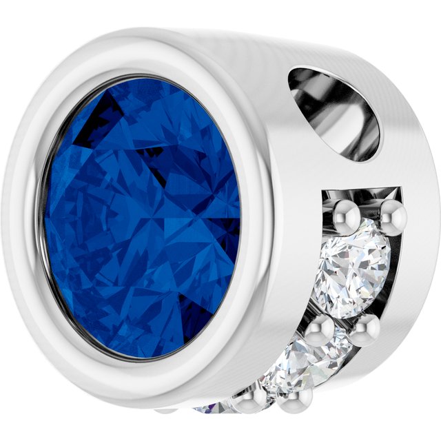 Sterling Silver Lab-Grown Blue Sapphire & .07 CTW Natural Diamond Pendant