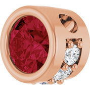 14K Rose Lab-Grown Ruby & .07 CTW Natural Diamond Pendant