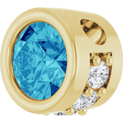 14K Yellow Natural Blue Zircon & .07 CTW Natural Diamond Pendant