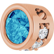 14K Rose Natural Blue Zircon & .07 CTW Natural Diamond Pendant