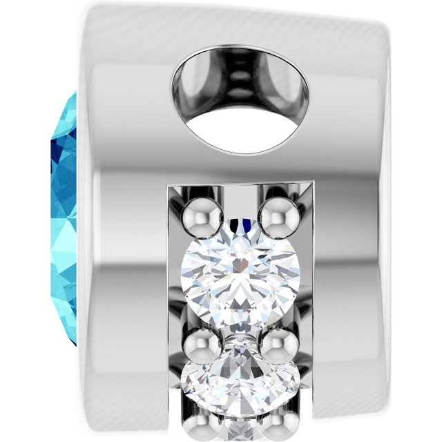 Platinum Natural Blue Zircon & .07 CTW Natural Diamond Pendant