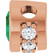 14K Rose Lab-Grown Emerald & .07 CTW Natural Diamond Pendant