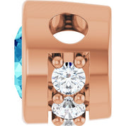 14K Rose Natural Blue Zircon & .07 CTW Natural Diamond Pendant