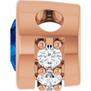 14K Rose Natural Blue Sapphire & .07 CTW Natural Diamond Pendant