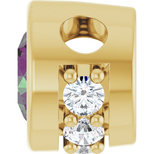 14K Yellow Lab-Grown Alexandrite & .07 CTW Natural Diamond Pendant