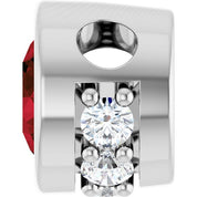 14K White Natural Mozambique Garnet & .07 CTW Natural Diamond Pendant