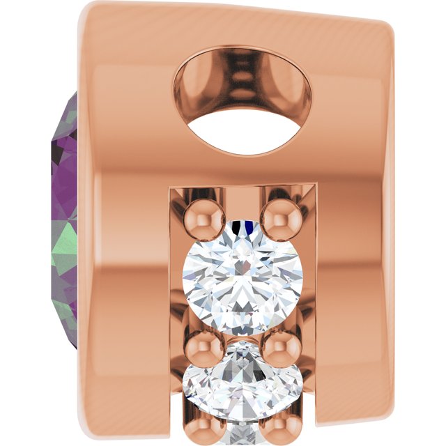 14K Rose Lab-Grown Alexandrite & .07 CTW Natural Diamond Pendant