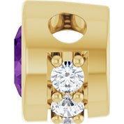 14K Yellow Natural Amethyst & .07 CTW Natural Diamond Pendant