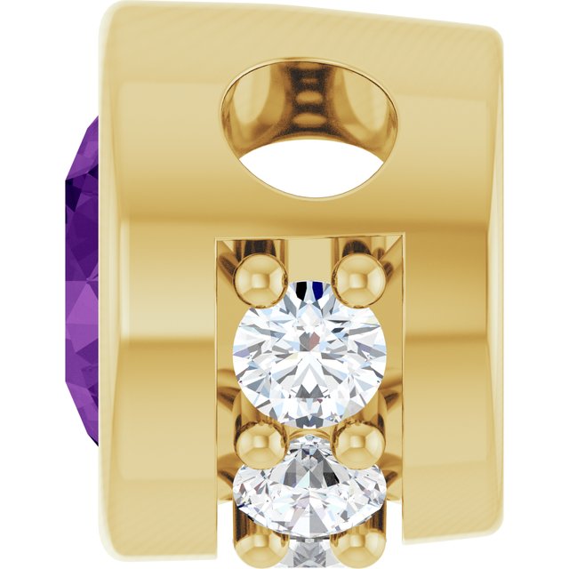 14K Yellow Natural Amethyst & .07 CTW Natural Diamond Pendant