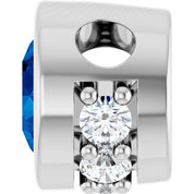 Sterling Silver Lab-Grown Blue Sapphire & .07 CTW Natural Diamond Pendant