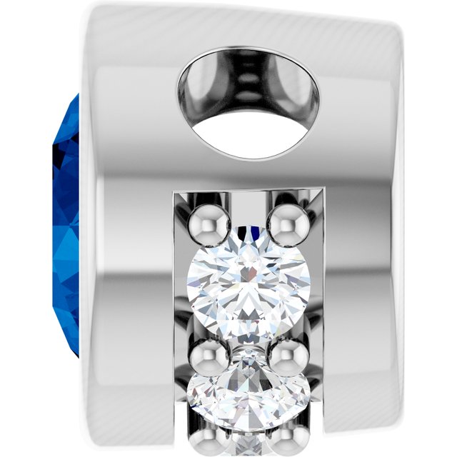 Sterling Silver Lab-Grown Blue Sapphire & .07 CTW Natural Diamond Pendant