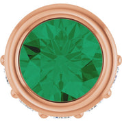 14K Rose Natural Emerald & .07 CTW Natural Diamond Pendant