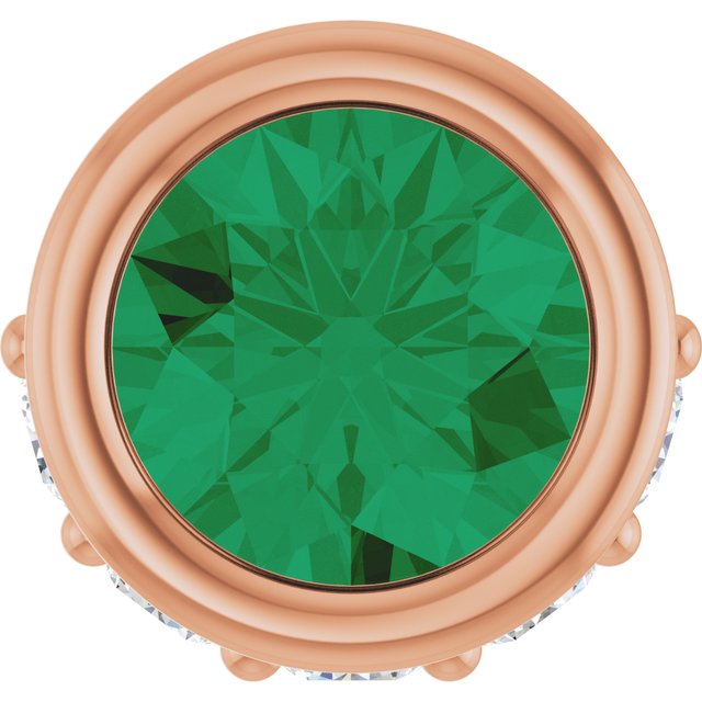 14K Rose Natural Emerald & .07 CTW Natural Diamond Pendant