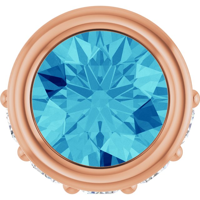 14K Rose Natural Blue Zircon & .07 CTW Natural Diamond Pendant