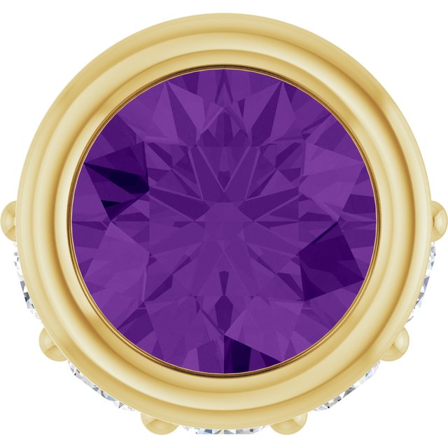 14K Yellow Natural Amethyst & .07 CTW Natural Diamond Pendant