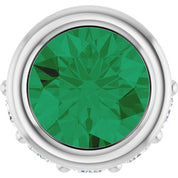 Sterling Silver Natural Emerald & .07 CTW Natural Diamond Pendant