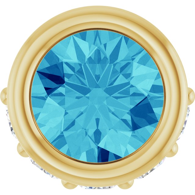 14K Yellow Natural Blue Zircon & .07 CTW Natural Diamond Pendant