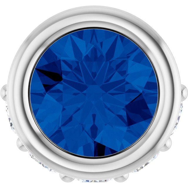 Sterling Silver Lab-Grown Blue Sapphire & .07 CTW Natural Diamond Pendant