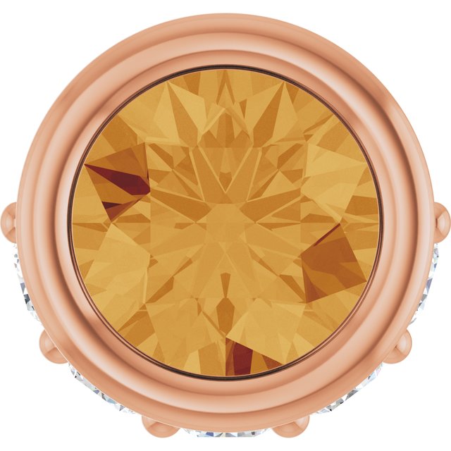 14K Rose Natural Citrine & .07 CTW Natural Diamond Pendant