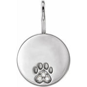 Platinum .01 CTW Natural Diamond Engravable Paw Print Pendant